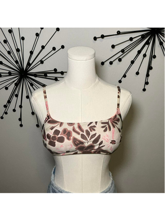 aerie Other - Aerie Real Good Floral Bikini Top Brown Pink Swim Top Size Medium